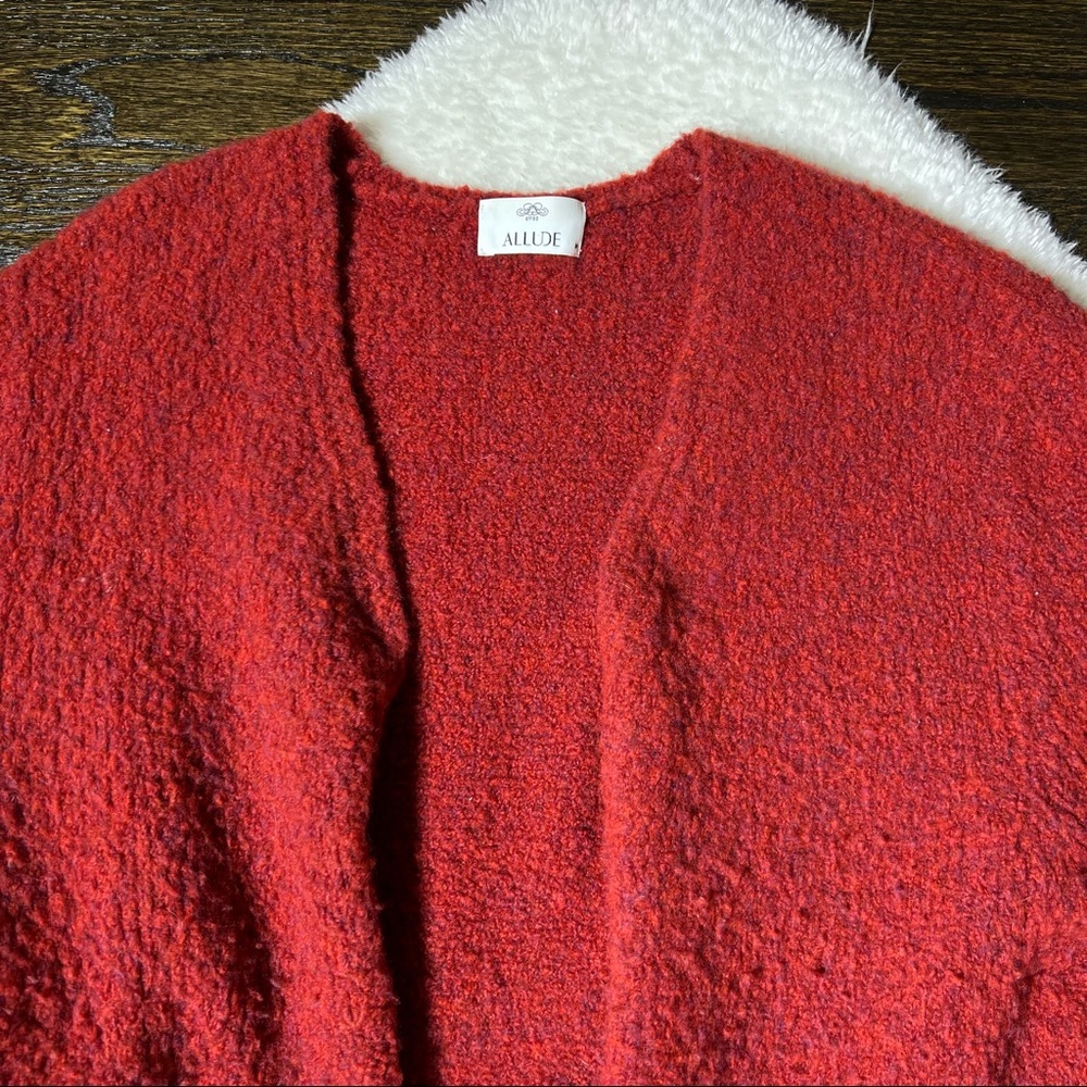 Nwt Allude Wool Blend Rusty Red Open Front Knit C… - image 2